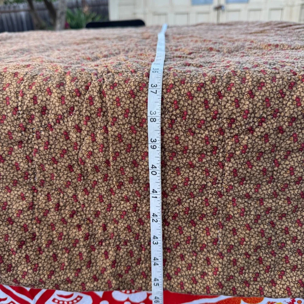 Vintage Patchwork Sampler Quilt Blanket Blue Brown Cotton Star Paisley Americana